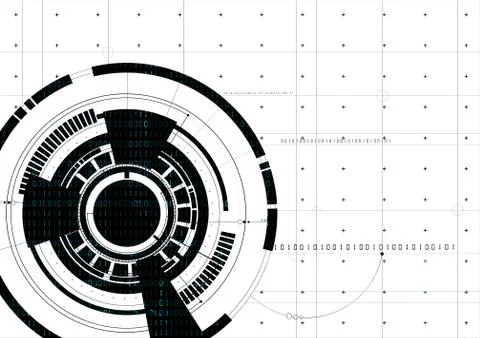 Technological abstract white digital hud background vector Stock Illustration