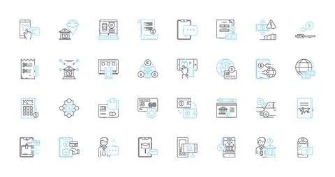 Technological advancement linear icons set. Innovation, Automation Illustrazione stock