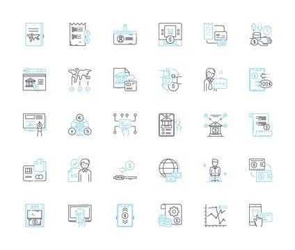 Technological advancement linear icons set. Innovation, Automation Illustrazione stock
