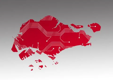 Technological advances, globalization and digital connection in Singapore Stock Illustration