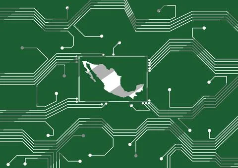 Technological advances, globalization and digital connection in Mexico Stock Illustration