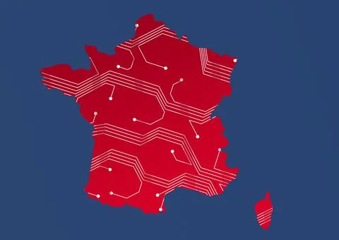 Technological advances, globalization and digital connection in France Stock Illustration