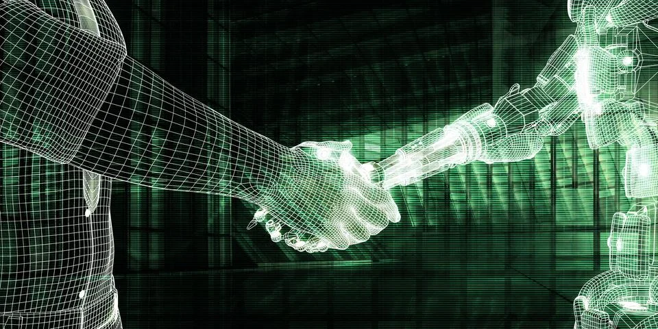 Technological Agreement With Robotic Human Stock Illustration