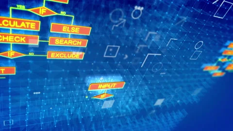 Technological algorithms backdrop with charts Stock Footage