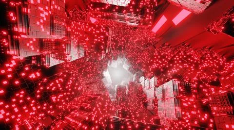 Technological and connection background. 3D Big Data Digital background square Illustrazione stock