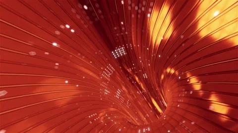 Technological and Futuristic Red Data Tunnel Infinite Loop Stock Footage 251578847