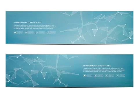 Technological and scientific banners with structure of molecular particles and Stock Illustration