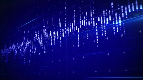 Technological animation of the equalizer with hud elements in the background Sci Stock Footage 245722203