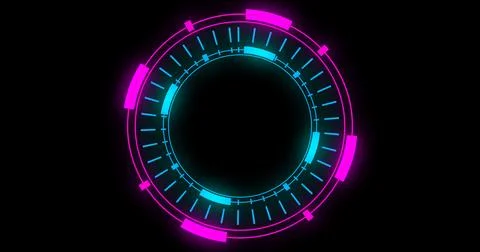Technological animation of hud radial circular progress. Computer technolog.. Stockillustratie