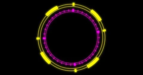 Technological animation of hud radial circular progress. Digital decoding o.. Illustrazione stock