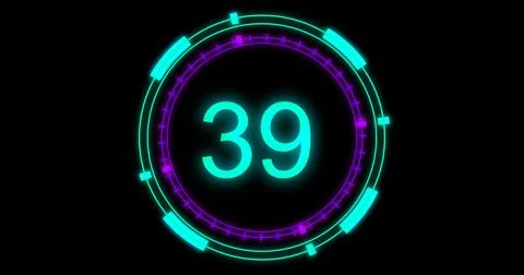 Technological animation of hud radial circular progress. Digital decoding o.. Illustrazione stock