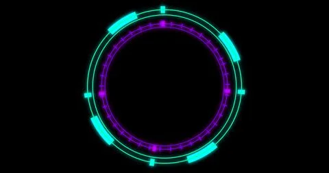 Technological animation of hud radial circular progress. Digital decoding o.. Illustrazione stock