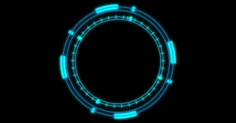 Technological animation of hud radial circular progress. Digital decoding o.. Illustrazione stock