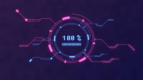 Technological animation of loading bar and futuristic HUD elements. Stock Footage 152729333