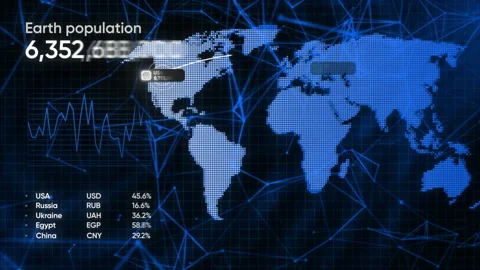 Technological animation with world map a... | Stock Video | Pond5
