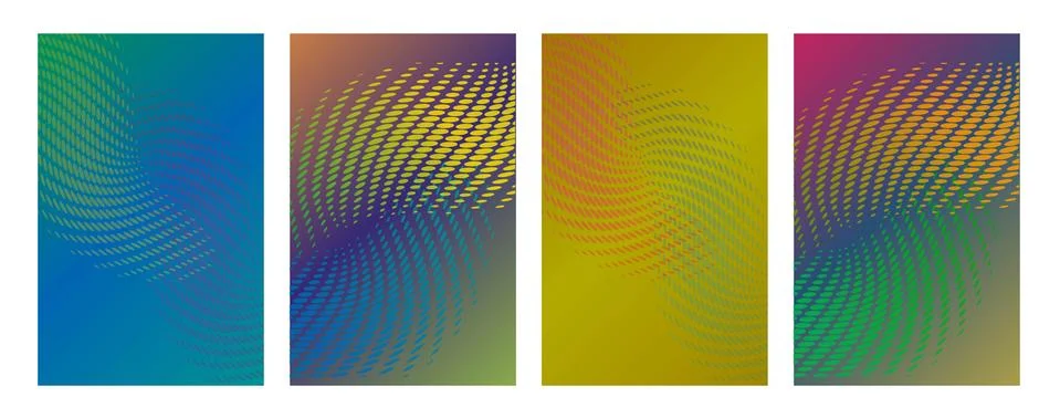 Technological annual report design vector collection. Halftone grid texture c Stock Illustration