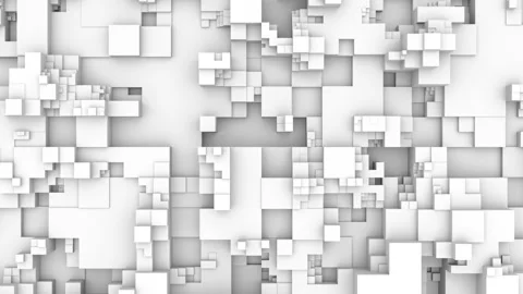 Technological background. Abstract screensaver made of retractable white cubes. Stock Footage 128188757