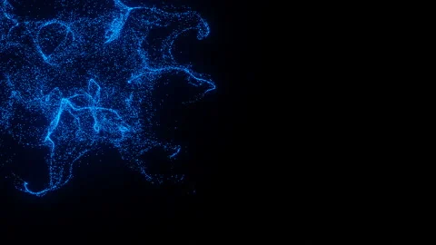 Technological background with animation of flickering blue neon particles, dots Stock Footage 130939456