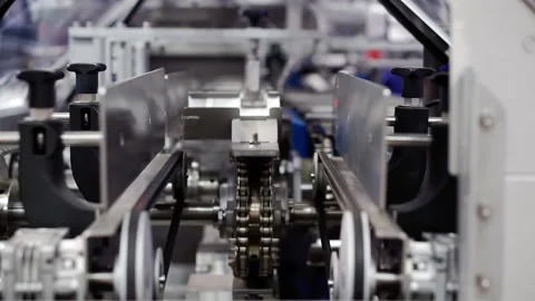 Technological background with automatic production machine. Video stock 156546215