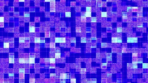 Technological background of binary digital square line grid Stock Footage 145263581