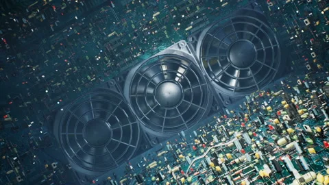 Technological background of the circuit Board. Inside the unusual computer are Stock Footage 140906441