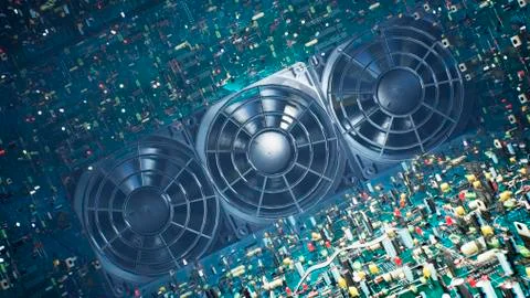 Technological background of the circuit Board. Inside the unusual computer are Stock Illustration