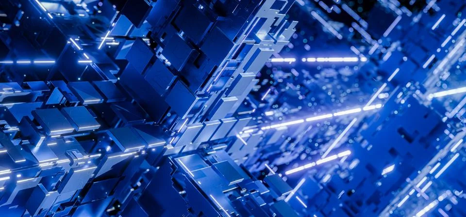 Technological background. Complex technical design. Blocks, lines, infographi Stock Illustration