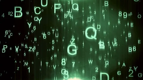 Technological background with flying letters and figures Stock Footage 82089395