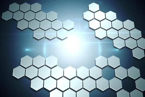 Technological background with hexagons Stockfoto's