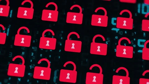 Technological background with open padlocks, Data unsafety. Network weakness 스톡 동영상 251980919
