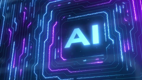 Technological background of power and data traffic processes  artificial inte Stock Footage 189042470