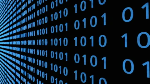 Technological background. Representation of binary code. Blue binary digits 1 Video stock 153065580