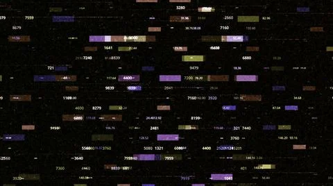 Technological background with slow motion of rectangles surrounded by numeric Stock Illustration
