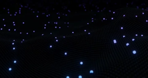 Technological background. A wave of conjoined spheres with twisted flashes Stock Footage 155382595
