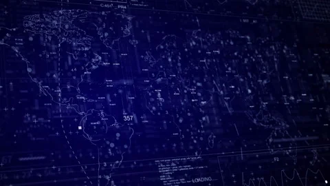 Technological background.HUD with map and digital data code. Video stock 145387610