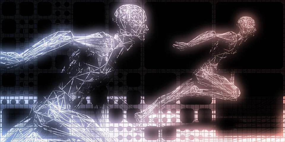 Technological Battleground For Artificial Intelligence Supremacy Stock Illustration
