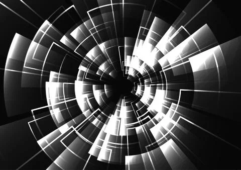 Technological black and white radar light effect vector template background a Stock Illustration