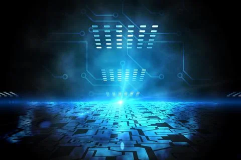 Technological black background with blue light Stock Illustration