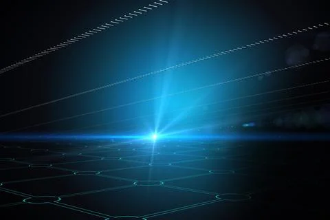 Technological black background with blue light Stock Illustration