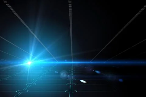 Technological black background with blue light Illustrazione stock