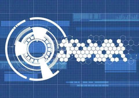 Technological blueprint technical haxagon interface background vector Stock Illustration