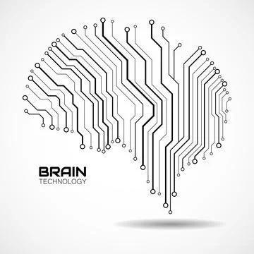 Technological brain. Circuit board. Abstract vector background Illustrazione stock