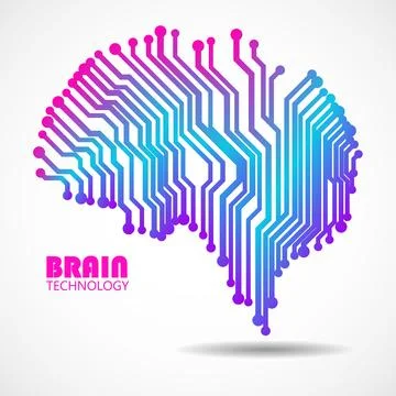 Technological brain. Circuit board. Abstract vector logo Stock Illustration