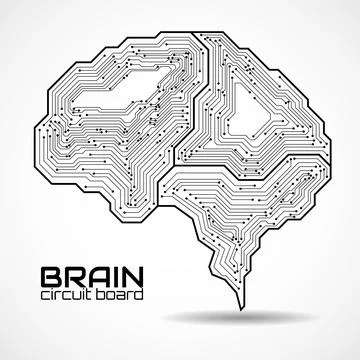 Technological brain. Circuit board. Abstract vector logo. Vector illustration Ilustración de archivo