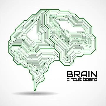 Technological brain. Circuit board. Abstract vector logo. Vector illustration Illustrazione stock
