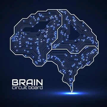 Technological brain. Circuit board. Abstract vector logo. Vector illustration Illustrazione stock