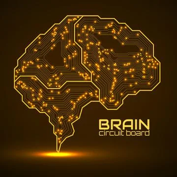 Technological brain. Circuit board. Abstract vector logo. Vector illustration Illustrazione stock