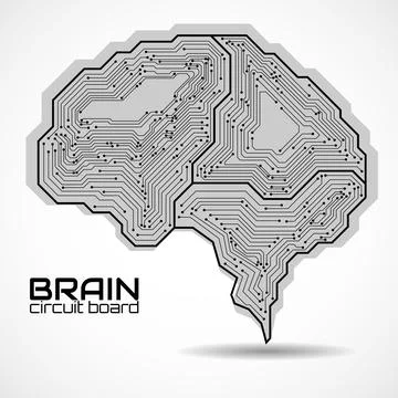 Technological brain. Circuit board. Abstract vector logo. Vector illustration 스톡 일러스트