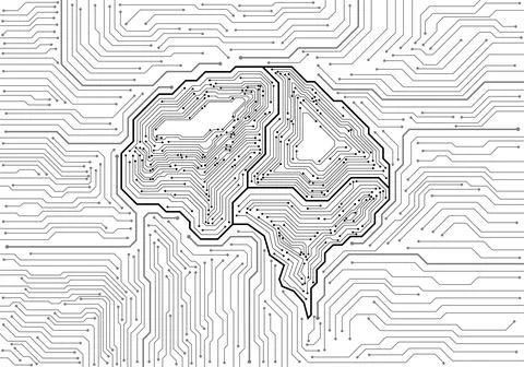 Technological brain. Circuit board. Technology background. Vector illustratio 스톡 일러스트