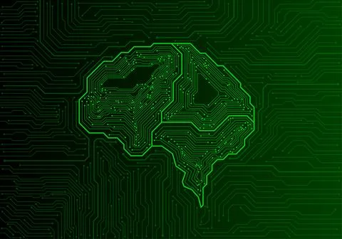 Technological brain. Circuit board. Technology background. Vector illustratio Illustrazione stock